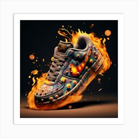 Fire Nike Air Force 1 Art Print