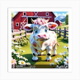 Cow On A Farm Art Print