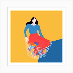 Woman In A Basket 15 Art Print