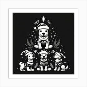 Dog Christmas Tree Art Print