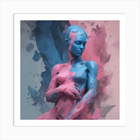 Deconstructed Blue And Pink Figure 5 Art Print