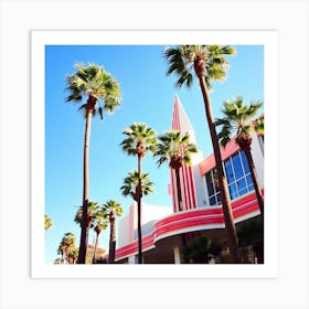 Palm Trees In Front Of A Building Art Print