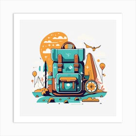 Backpack In The Mountains Art Print