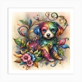 Colorful Puppy Art Print