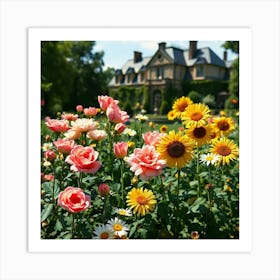 Roses In Front Of A House 4 Art Print