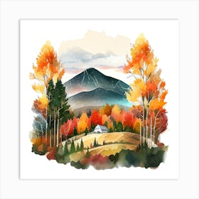 Watercolor Autumn Landscape 56 Art Print