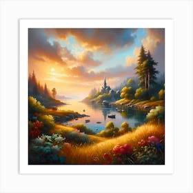 Sunset By The Lake 4 Art Print