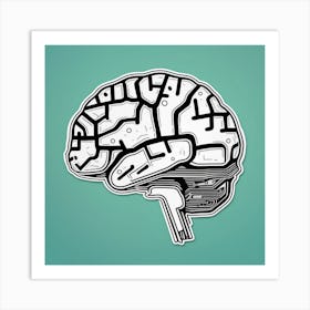 Brain On A Green Background Art Print