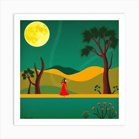 Woman In Red Art Print