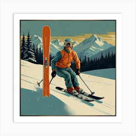 Default Retro Ski 3 Square Art 3 Art Print