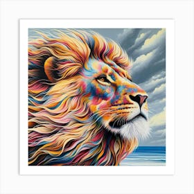 Lion On The Beach Art Print