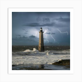 Lighthouse At Dusk Art Print