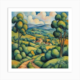 Pastoral Dreamscape Painting Inspired By Paul Cezanne 3 Art Print