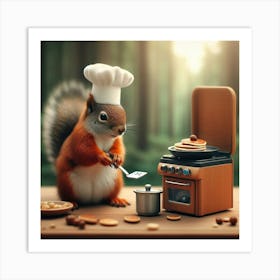 Chef Squirrel Art Print