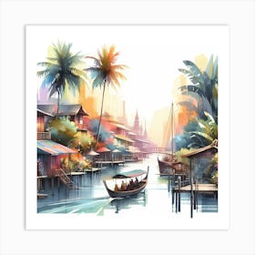 Thailand Watercolor Painting 1 Art Print