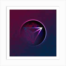 Geometric Neon Glyph on Jewel Tone Triangle Pattern 489 Art Print