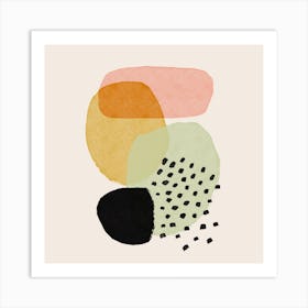 Abstract Brushstrokes And Black Marks Square Art Print