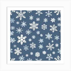 Snowflakes On A Blue Background 6 Art Print