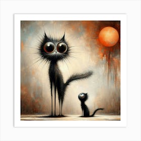 Abstract cats 3 Art Print