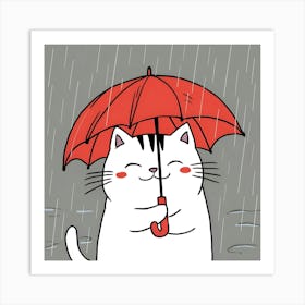 Cat In The Rain Art Print