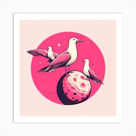Seagulls On The Moon 1 Art Print