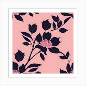 Pink and Dark Purple Flowering Branches Art Print