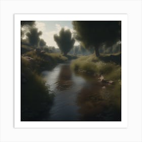 Stream In The Woods 33 Art Print