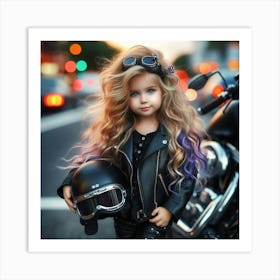 Little Biker Girl Art Print