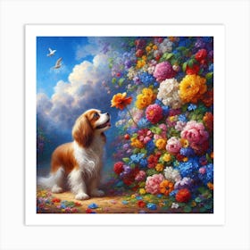 Dog In The Garden Art Print