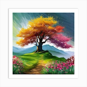 Tree On The Hill 1 Art Print