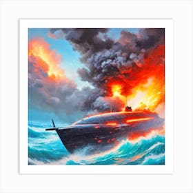 Battleship In The Ocean 2 Art Print