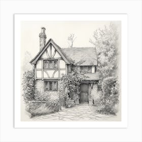 Cottage Drawing Art Print