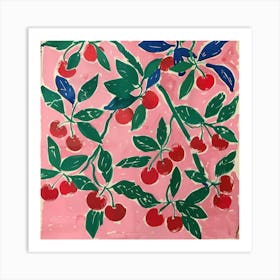 Summer Cherries Painting Matisse Style 5 Art Print