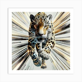 Engaging Leopard Timelaps Creative Color Illustration Art Print