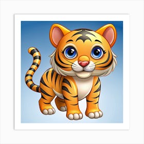 Kawaii style tiger 1 Art Print