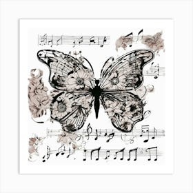 Music Note Butterfly 3 Art Print