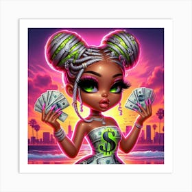 Girl With Money Art Print