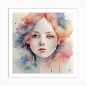 Watercolor Of A Girl 13 Art Print