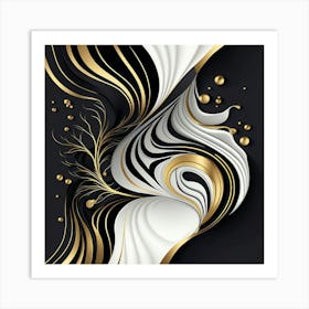 Abstract Gold And Black Background Pattern Gold Marble Art Print