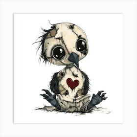 Patchwork Cartoon Baby Vulture Art Print