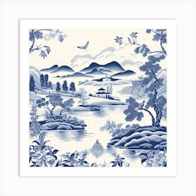 Lake District England Delft Tile Illustration 3 Art Print