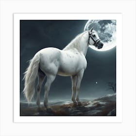 218198 A Picture, A Large Moon, And A White Horse Of The Xl 1024 V1 0 Art Print