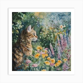 Cat In The Garden Art Print