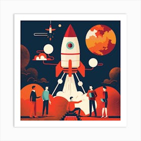 Illustration Of A Rocket Launch 4 Art Print