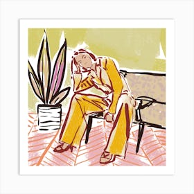 Woman Sitting On A Couch Art Print