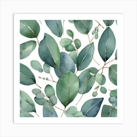 Illustrative Albedo Watercolor Eucalyptus Leaves Art 2 Art Print