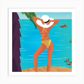 Woman On The Beach Art Print