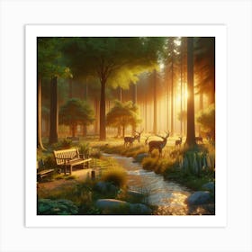 Sunset In The Forest Art Print