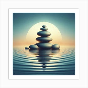 Zen Stones In The Water Art Print