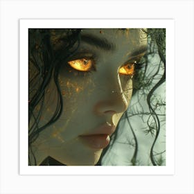 Woman With Glowing Eyes Art Print